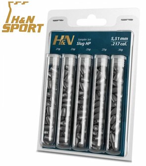 H&amp;N SLUG HP II Sampler set .217 5,51mm 5 Soorten