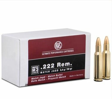 RWS .222 Match Jagd 3,4 gam / 52 grain per 30