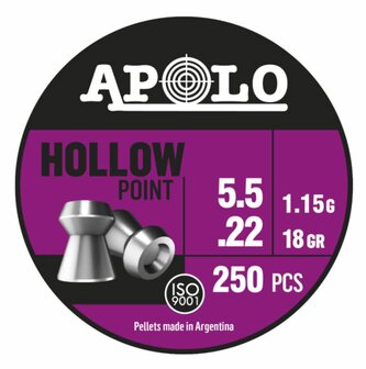 Apolo AA Hollow Point 5,5mm 250 st 18.00/1,15