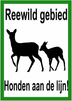 Signaalbord aluminium &bdquo;Reewild gebied honden aan de lijn&ldquo;