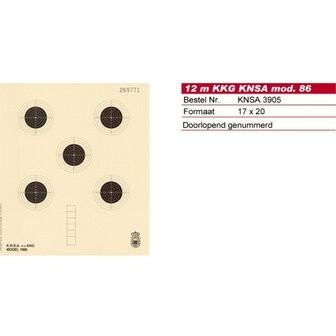 Schmid Paper Target 12m Smallbore Rifle, Numbered, KNSA Logo, 17x20, 5 Targets