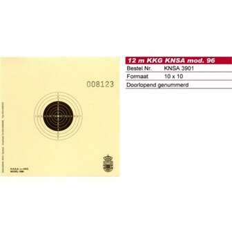 Schmid Paper Target 12m Smallbore Rifle, Numbered, KNSA Logo, 10x10, 1 Target