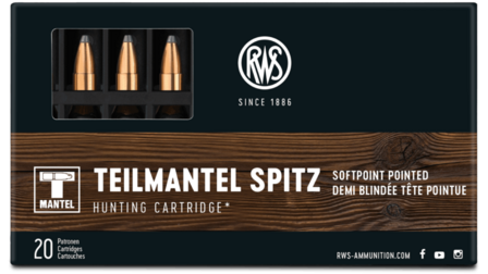 RWS .222 Spitz teilmantel / softpoint / deelmantel 3,2 gram per 20