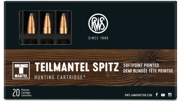 RWS .222 Spitz teilmantel / softpoint / deelmantel 3,2 gram per 20